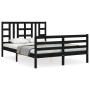 Estructura cama de matrimonio con cabecero madera maciza negro de vidaXL, Camas y somieres - Ref: Foro24-3193900, Precio: 188...