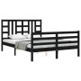 Estructura cama de matrimonio con cabecero madera maciza negro de vidaXL, Camas y somieres - Ref: Foro24-3193900, Precio: 188...