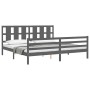 Estructura cama de matrimonio con cabecero madera maciza gris de vidaXL, Camas y somieres - Ref: Foro24-3194133, Precio: 196,...