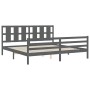 Estructura cama de matrimonio con cabecero madera maciza gris de vidaXL, Camas y somieres - Ref: Foro24-3194133, Precio: 196,...