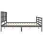 Estructura cama de matrimonio con cabecero madera maciza gris de vidaXL, Camas y somieres - Ref: Foro24-3194133, Precio: 196,...