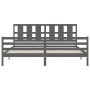 Estructura cama de matrimonio con cabecero madera maciza gris de vidaXL, Camas y somieres - Ref: Foro24-3194133, Precio: 196,...