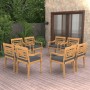 Batavia chairs with cushions, 8 units, solid teak wood. by vidaXL, Garden chairs - Ref: Foro24-3087059, Price: 905,29 €, Disc...