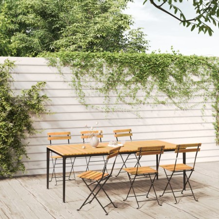 Folding garden chairs 6 pcs solid acacia wood and steel by vidaXL, Garden chairs - Ref: Foro24-3152106, Price: 234,99 €, Disc...