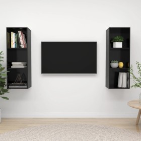 Muebles de salón de pared 2 pzas madera ingeniería negro brillo de vidaXL, Muebles TV - Ref: Foro24-3079860, Precio: 94,99 €,...