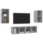 Muebles de salón de pared 4 pzs madera ingeniería gris hormigón de vidaXL, Muebles TV - Ref: Foro24-3079875, Precio: 137,99 €...