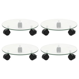 Plant wheel supports 4 pcs round tempered glass 28 cm by vidaXL, Pot stands - Ref: Foro24-3144028, Price: 36,99 €, Discount: %