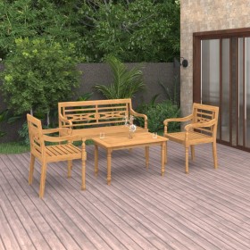 Gartenmöbel-Set 4-teilig aus massivem Teakholz von vidaXL, Gartensets - Ref: Foro24-3087051, Preis: 527,17 €, Rabatt: %