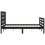 Bed frame with black solid wood headboard 140x200 cm by vidaXL, Beds and slatted bases - Ref: Foro24-3193990, Price: 157,89 €...