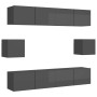 Glossy Gray Chipboard 6-Piece TV Cabinet Set by vidaXL, TV Furniture - Ref: Foro24-3079523, Price: 272,99 €, Discount: %