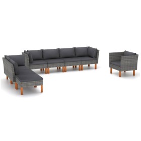 Set de muebles de jardín 8 pzas ratán sintético eucalipto gris de vidaXL, Conjuntos de jardín - Ref: Foro24-3082086, Precio: ...