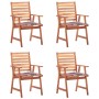 Garden dining chairs and cushions 4 pcs solid acacia wood by vidaXL, Garden chairs - Ref: Foro24-3078333, Price: 249,49 €, Di...