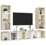 4-piece white and Sonoma oak wall living room furniture by vidaXL, TV Furniture - Ref: Foro24-3079885, Price: 176,99 €, Disco...