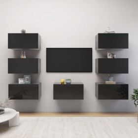 TV furniture 7 pcs glossy black chipboard 30.5x30x60 cm by vidaXL, TV Furniture - Ref: Foro24-3079478, Price: 249,99 €, Disco...