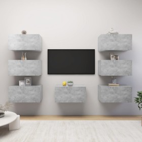 Muebles para TV 7 uds aglomerado gris hormigón 30,5x30x60 cm de vidaXL, Muebles TV - Ref: Foro24-3079163, Precio: 191,99 €, D...