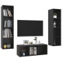 Muebles de salón 3 piezas madera de ingeniería negro con brillo de vidaXL, Muebles TV - Ref: Foro24-3079761, Precio: 165,19 €...