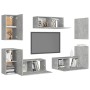 Set muebles de salón TV 7 pzas madera ingeniería gris hormigón de vidaXL, Muebles TV - Ref: Foro24-3079092, Precio: 254,51 €,...