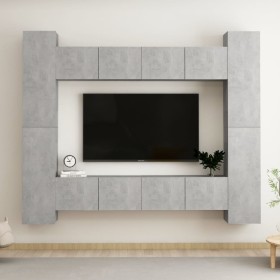 8-piece living room furniture set made of gray concrete engineered wood by vidaXL, TV Furniture - Ref: Foro24-3079070, Price:...