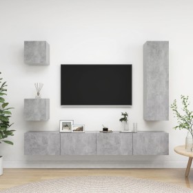 TV-Wohnzimmermöbel-Set, 5-teilig, Betongrau, Holzwerkstoff von vidaXL, TV-Möbel - Ref: Foro24-3079117, Preis: 167,83 €, Rabat...