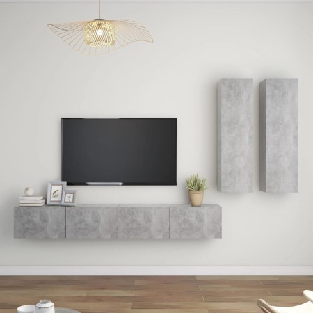 Set muebles de salón TV 4 pzas madera ingeniería gris hormigón de vidaXL, Muebles TV - Ref: Foro24-3079107, Precio: 164,99 €,...