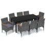 Set de muebles jardín 9 pzas con cojines ratán sintético gris de vidaXL, Conjuntos de jardín - Ref: Foro24-3095008, Precio: 7...