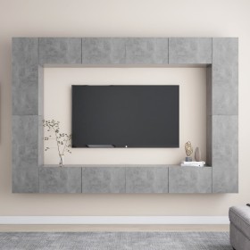 Set muebles de salón TV 8 pzas madera ingeniería gris hormigón de vidaXL, Muebles TV - Ref: Foro24-3079090, Precio: 368,99 €,...