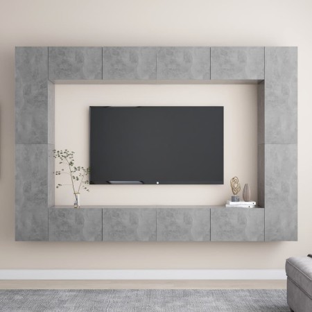 TV living room furniture set 8 pieces concrete gray engineered wood by vidaXL, TV Furniture - Ref: Foro24-3079090, Price: 368...