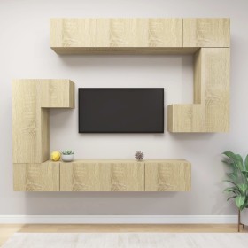 TV furniture set 8 pieces Sonoma oak plywood by vidaXL, TV Furniture - Ref: Foro24-3079040, Price: 350,28 €, Discount: %