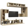 TV furniture set 8 pieces Sonoma oak plywood by vidaXL, TV Furniture - Ref: Foro24-3079040, Price: 366,56 €, Discount: %