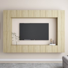 Set de muebles salón TV 8 pzas madera ingeniería roble Sonoma de vidaXL, Muebles TV - Ref: Foro24-3078985, Precio: 379,99 €, ...