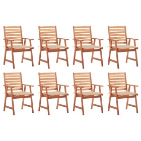 Garden dining chairs and cushions 8 units solid acacia wood by vidaXL, Garden chairs - Ref: Foro24-3078377, Price: 525,99 €, ...