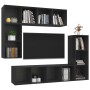 Black plywood 4-piece TV furniture set by vidaXL, TV Furniture - Ref: Foro24-3079818, Price: 198,38 €, Discount: %