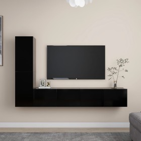 Set mit 4 Stück Holzwerkstoff Wohnzimmer TV-Möbel schwarz von vidaXL, TV-Möbel - Ref: Foro24-3078779, Preis: 136,33 €, Rabatt: %