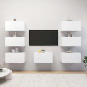 Muebles de salón 7 uds madera ingeniería blanco 30,5x30x60 cm de vidaXL, Muebles TV - Ref: Foro24-3078743, Precio: 198,33 €, ...