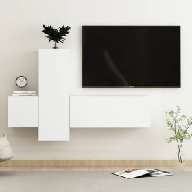 3-piece engineered wood living room TV furniture set in white by vidaXL, TV Furniture - Ref: Foro24-3078654, Price: 114,96 €,...