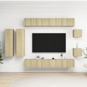 Sonoma Oak 8-Piece Living Room Furniture Set by vidaXL, TV Furniture - Ref: Foro24-3079021, Price: 365,38 €, Discount: %