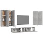 TV living room furniture set 6 pieces concrete gray engineered wood by vidaXL, TV Furniture - Ref: Foro24-3079101, Price: 251...