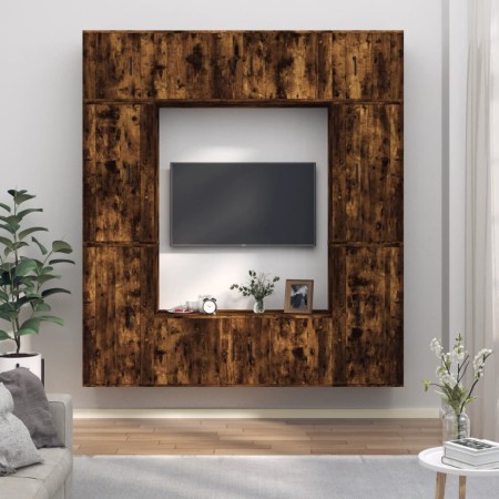 TV furniture set 8 pieces smoked oak plywood by vidaXL, TV Furniture - Ref: Foro24-3188643, Price: 378,83 €, Discount: %