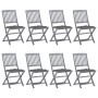 8 pcs folding garden chairs and solid acacia wood cushions by vidaXL, Garden chairs - Ref: Foro24-3078306, Price: 397,82 €, D...