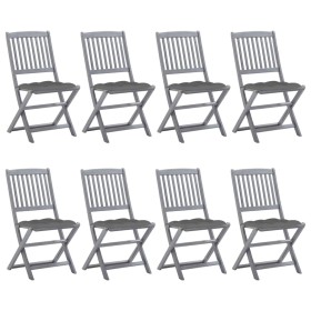 8 pcs folding garden chairs and solid acacia wood cushions by vidaXL, Garden chairs - Ref: Foro24-3078306, Price: 383,99 €, D...