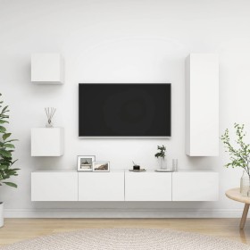 5-teiliges TV-Wohnzimmermöbelset aus weißem Holzwerkstoff von vidaXL, TV-Möbel - Ref: Foro24-3078697, Preis: 219,58 €, Rabatt: %