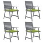 Dining garden chairs with cushions 4 pcs solid acacia wood by vidaXL, Garden chairs - Ref: Foro24-3078415, Price: 299,34 €, D...