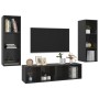 Muebles de salón 3 piezas madera de ingeniería negro con brillo de vidaXL, Muebles TV - Ref: Foro24-3079752, Precio: 158,90 €...