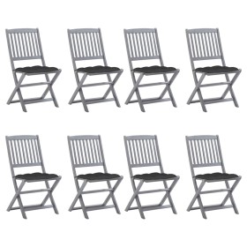 Folding garden chairs 8 units and solid acacia wood cushions by vidaXL, Garden chairs - Ref: Foro24-3078305, Price: 389,99 €,...