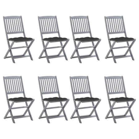 Folding garden chairs 8 units and solid acacia wood cushions by vidaXL, Garden chairs - Ref: Foro24-3078305, Price: 397,82 €,...