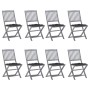 Folding garden chairs 8 units and solid acacia wood cushions by vidaXL, Garden chairs - Ref: Foro24-3078305, Price: 397,82 €,...