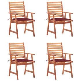 Garden dining chairs and cushions 4 pcs solid acacia wood by vidaXL, Garden chairs - Ref: Foro24-3078329, Price: 260,99 €, Di...