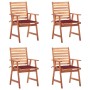 Garden dining chairs and cushions 4 pcs solid acacia wood by vidaXL, Garden chairs - Ref: Foro24-3078329, Price: 261,87 €, Di...