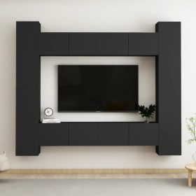 8-teiliges TV-Wohnzimmermöbelset aus schwarzem Holzwerkstoff von vidaXL, TV-Möbel - Ref: Foro24-3078755, Preis: 367,03 €, Rab...