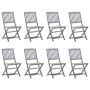 8 pcs folding garden chairs and solid acacia wood cushions by vidaXL, Garden chairs - Ref: Foro24-3078302, Price: 336,66 €, D...